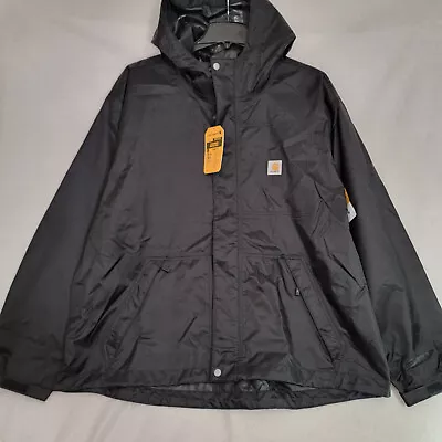 Carhartt RAIN Jacket ADULT 2XL XXL Black OUTDOORS MIDWEIGHT Storm Defender NWT • $74.98