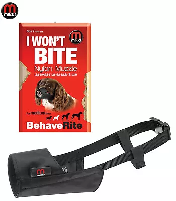 £12.49 • Buy Mikki I Won't Bite Dog Puppy Soft Breathable Nylon Muzzle Stop Biting 13 Sizes