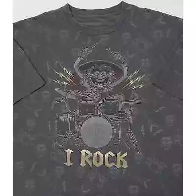 Muppets T-Shirt 2XL Men's Animal I Rock Short Sleeve Drummer Gray 100% Cotton EC • $13.35