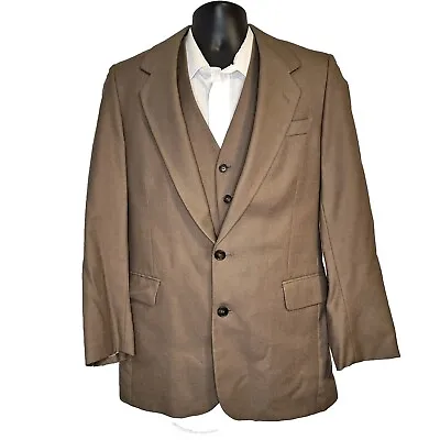 Bespoke Blazer + Vest Mens 38S Brown Wool Vintage Double Vented • $50