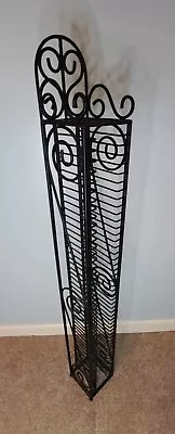 Vintage Black Metal Single Row Cd Storage Rack 49 CD Capacity 125cm Tall • £25