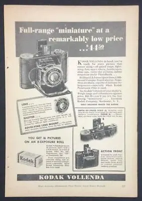 Kodak Vollenda 1937 Full Page AD Full Range Miniature At A Remarkably Low Price • $8.99