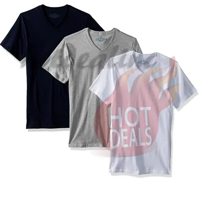 3 Pack Men's 100% Cotton Tagless Crew V-Neck T-Shirt Undershirt Tee • $12.98