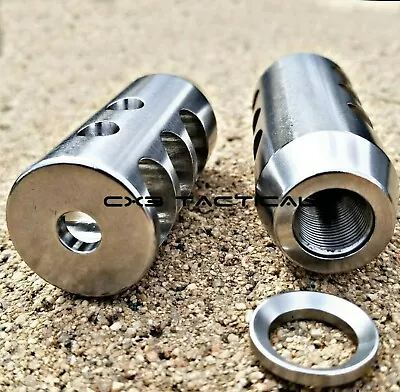 Stainless Steel Muzzle Brake 1/2x28 TPI Stainless Compensator Comp 1/2-28 .223 • $34.99