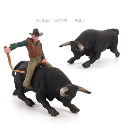 Model Plastic Toy Collectible Rodeo Bull Animal Toys Bull Rider PVC Model • $19.87