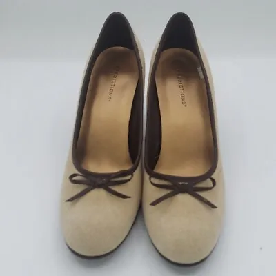 Womens Predictions Shoes Slip On Canvas Bow Size 8.5 Tan Light Brown • $14