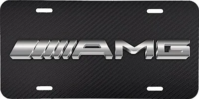 Mercedes Amg Logo Carbon Fiber Look Vehicle License Plate Auto Car Front Tag • $19.95