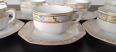 Arven Pierre Balmain Jammet Seignolles Limoges Cups & Saucers Set Of 7 - France • £139.94