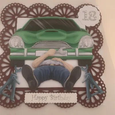 Large 18th Birthday Car Mechanic Card Topper • £2