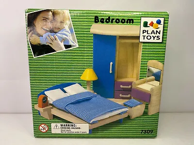 VINTAGE 1998 Plan Toys Brand New #7309 Bedroom Dollhouse Miniature Organic Wood • $49.95