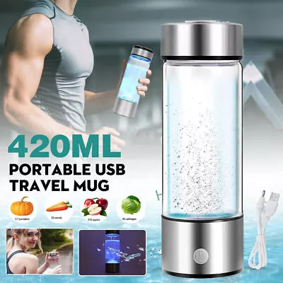 420ML Hydrogen-Rich Water Bottle Titanium USB Ionizer Antioxidants Maker Cup NEW • $34.95