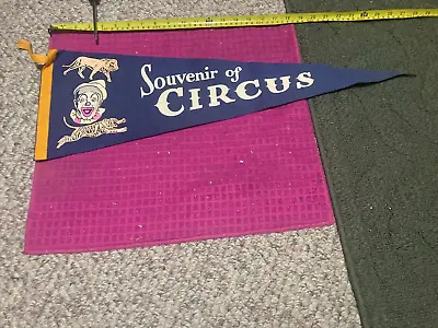 VTG Souvenir Of The Circus Pennant BANNER Flag - CLOWN - Lion TIGER - SHIP FAST • $17.69