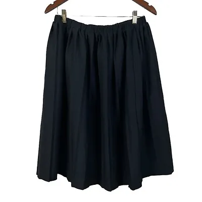 VTG A-Line Womens Skirt Size 18 Elastic Waist Pull On Solid Black Polyester Midi • $16.99