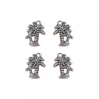 5 X Palm Tree Tropical Holiday Charms Pendants Jewellery Making Tibetan Silver • £2.09