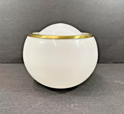 Mid Century Modern White Glass Gold Band Lamp Shade Globe Orb • $48