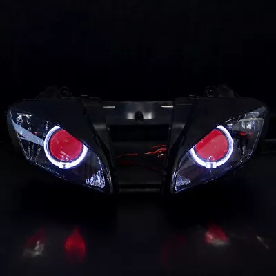 $319.99 • Buy Red Demon Eyes White Angle Halo Headlight Assembly For Yamaha YZF R6 2006-2007