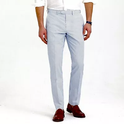 J.Crew Bowery Pant In Seersucker | 34/34 | Positano Blue | $118 • $111.99