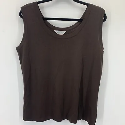 Exclusively Misook Womens XL Tank Top Sleeveless Brown Knit Vintage Acrylic • $21.54