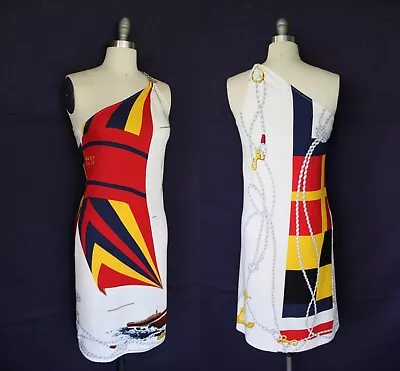 Ralph Lauren Collection Polo Sailboat Regatta Nautical One Shoulder Chain Dress • $189
