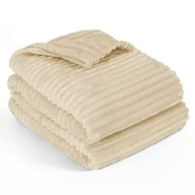 Super Soft Fleece Throw Blanket Twin Cream Beige Fuzzy Plush Flannel Throw Wa... • $31.57