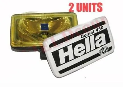 Pair Hella Comet 450 Spot Driving Yellow Light With Cover & H3 Bulb 55W 12V GEc • $240.05