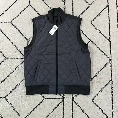 Polo Ralph Lauren Vest Men's Large Gray Quilted Diamond Vest Reversible New • $85.49