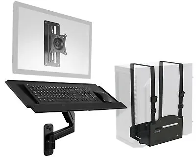 VIVO Sit-Stand Single Monitor Mount Keyboard Tray And PC Wall Mount Kit • $99.99