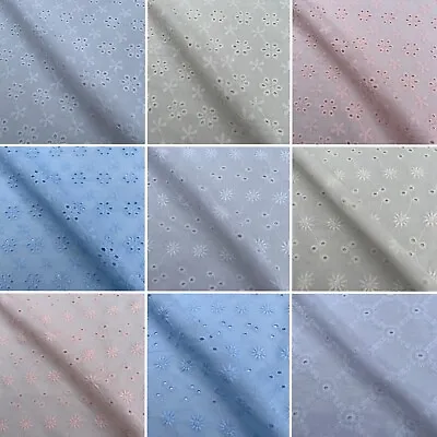 Embroidered Voile 100% Cotton Summer Lightweight Dress Craft Fabric Material • £4.95