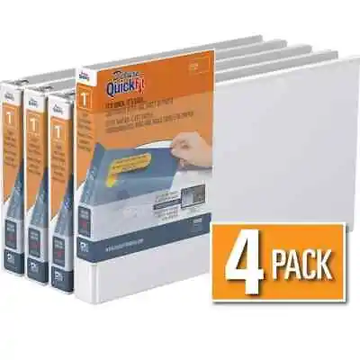 Lot 4 QuickFit Heavy-Duty Landscape 3-Ring Binder Round 8 1/2 X 11  White  1  • £24.10