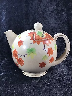 Vtg 1920s Japanese Teapot Moriyama Mori-machi Porcelain Handpainted Fall Leaves • $15.99