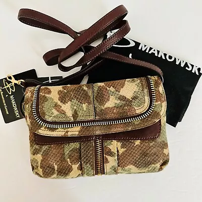 B Makowsky Dina Camo Leather Convertible Wristlet Crossbody Bag With Dust Bag • $80