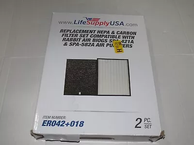 Replacement HEPA & Carbon Filter Set Fits Rabbit Air BioGS SPA-421A & SPA-582A • $56.36