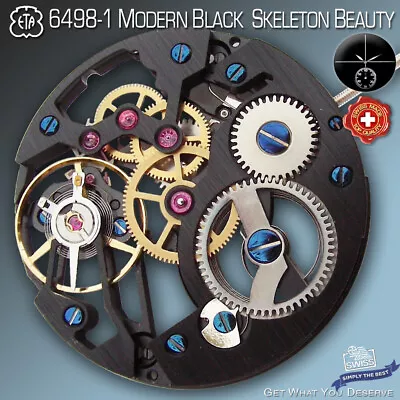 Movement Eta Unitas 6498-1 Modern Skeleton Beauty Black Swiss • $590