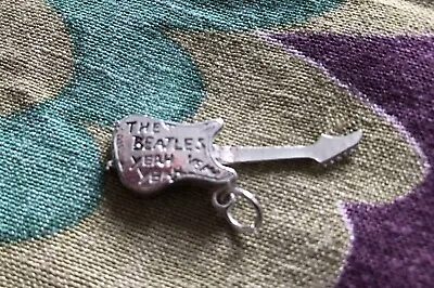 The Beatles Guitar Charm Real Silver UK Original 1964 Yeah Yeah Bracelet Pendant • $43.54