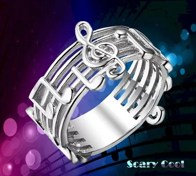 New Musical Music Notes Embossed Fine Pattern Classic Mens Womens Vintage Ring • $9.95