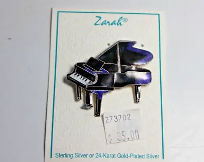 ZARAH Sterling Silver 925 Enameled Purple Grand Piano Pin Brooch Dianna Boiman • $48