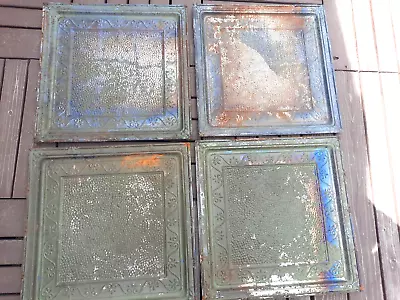 Victorian Pressed Tin Ceiling 2' X 2' Pebbled Center Square. Salvage Chippy • $24.96