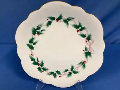 Mikasa Bone China FX017 Ribbon Holly Scalloped Edge Serving Plate - Dessert • $17.95