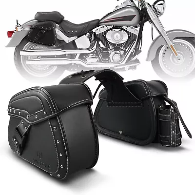 2Pcs PU Leather Motorcycle Side Saddle Bags Saddlebags Luggage Panier Tool Bag • $119.99