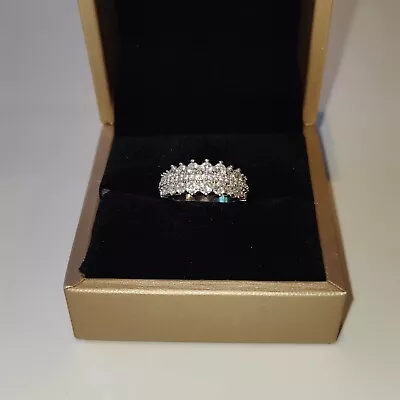 Zales Sterling Silver Cubic Zirconia Cocktail Ring Size 6 • $24.99