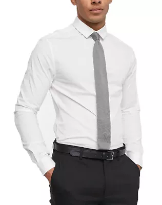 Mens Plain Modern Slim Fit Smart Shirts Long Sleeve Casual Formal Shirt RH09 • £13.99