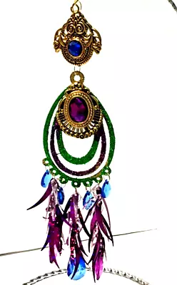 December Diamond Christmas Ornament Peacock Dangle 79-80456 9” Purple Blue Green • $13.59