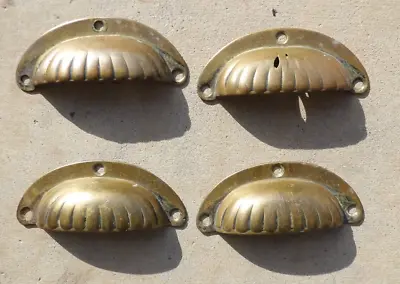 Set Of 4 Vintage Antique Brass Dresser Vanity Kitchen Drawer Handles Pulls 3 1/4 • $19.95