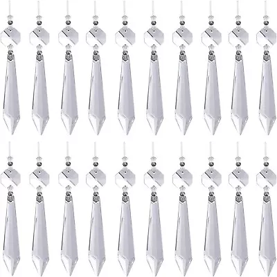 $14.49 • Buy 20 Pcs Clear Crystal Chandelier Icicle Prisms Replacement Parts For Lamp Decore
