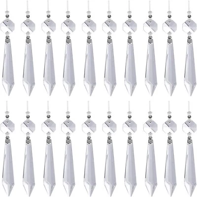 $14.49 • Buy 20 Pcs Clear Crystal Chandelier Icicle Prisms Replacement Parts For Lamp Decore