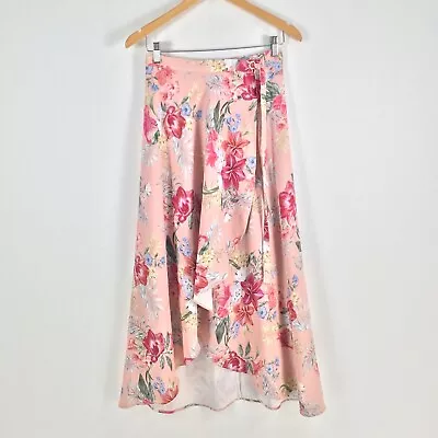 $24.95 • Buy Forever New Womens Skirt Size 8 Pink Floral Flare Midi Wrap 033554