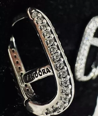 Pandora Silver Link Hoop Earrings • £25