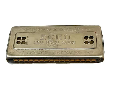 Vintage M. Hohner THE ECHO HARP Harmonica In Original Box Bell Metal Reeds • $39.95