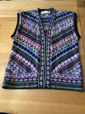 Lovely Genuine Vintage Alpaca Bolivian Andean Inca Waistcoat Cardigan Fair Isle • £49.99