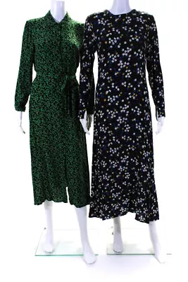Zara Womens Spotted Print Long Sleeve Maxi Dress Black Size S M Lot 2 • $42.69